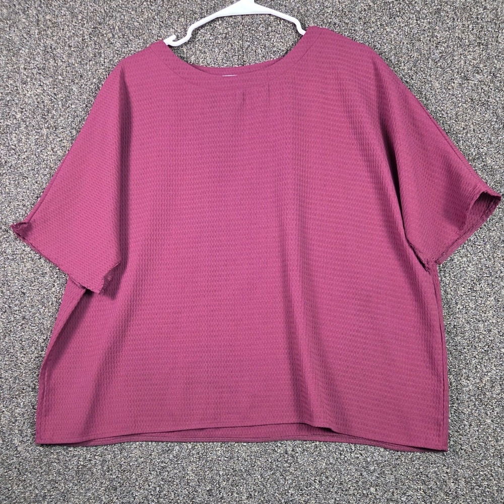 Unbranded Textured Boxy Crop Top Womens XXL Purple Raw Hem Short Sleeve